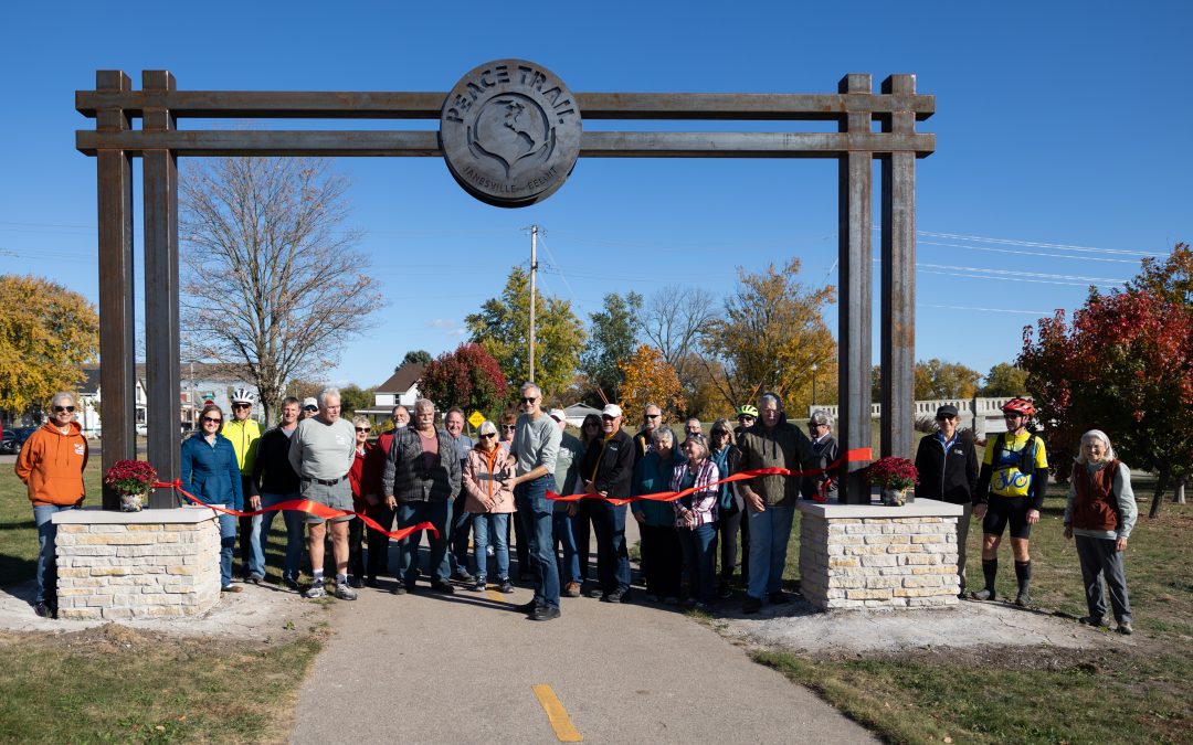 Wonderful turnout for the Peace Trail arch ribbon cutting!